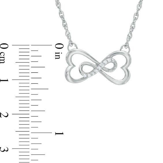 Diamond Accent Sideways Heart-Shaped Infinity Necklace in 10K Gold