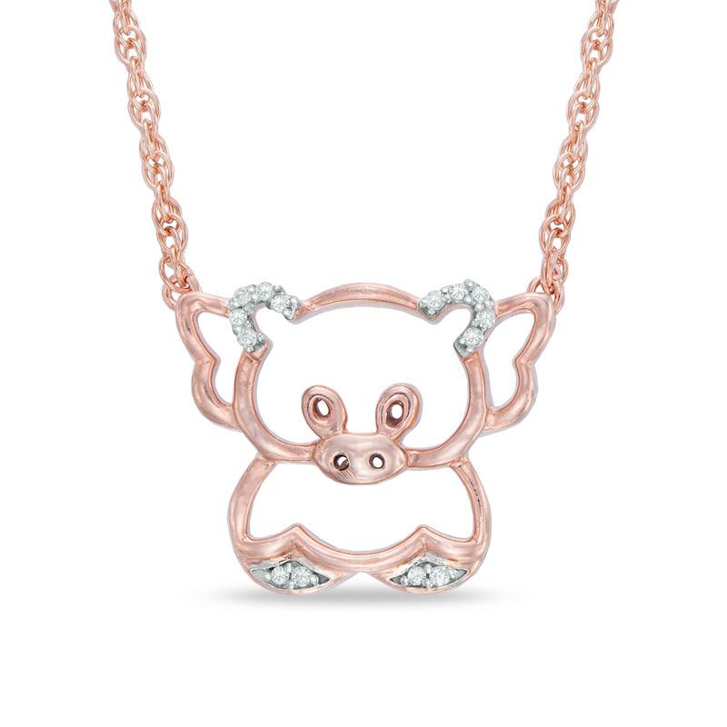 Pig diamond sale necklace