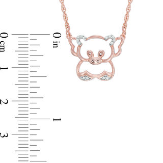 Diamond Accent Pig with Wings Necklace in 10K Rose Gold