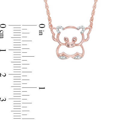 Diamond Accent Pig with Wings Necklace in 10K Rose Gold