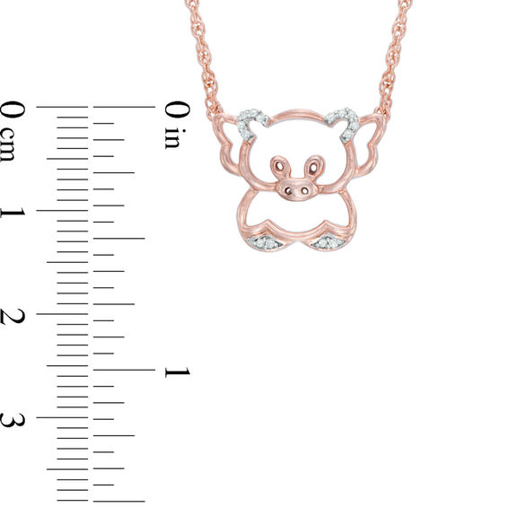 Diamond Accent Pig with Wings Necklace in 10K Rose Gold