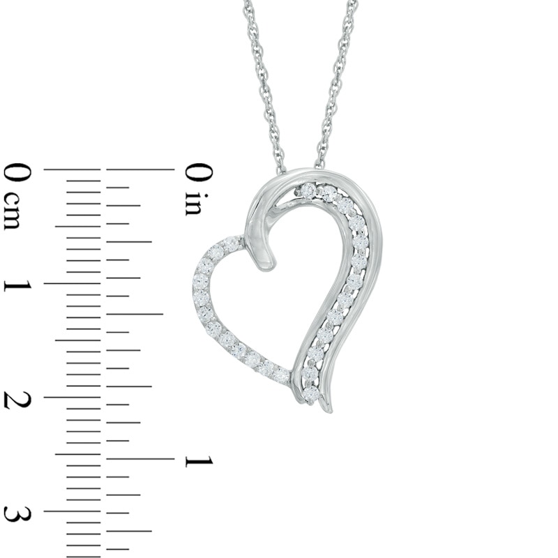 0.23 CT. T.W. Diamond Tilted Heart Pendant in 10K White Gold