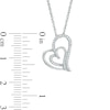 Thumbnail Image 1 of 0.11 CT. T.W. Diamond Tilted Double Heart Pendant in 10K White Gold