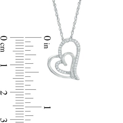 0.11 CT. T.W. Diamond Tilted Double Heart Pendant in 10K Gold