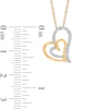 Thumbnail Image 2 of 0.11 CT. T.W. Diamond Tilted Double Heart Pendant in 10K Gold