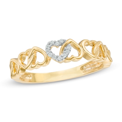 0.04 CT. T.W. Diamond Alternating Hearts Ring in 10K Gold