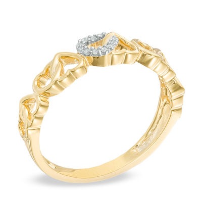 0.04 CT. T.W. Diamond Alternating Hearts Ring in 10K Gold