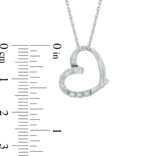 Diamond Accent Three Stone Tilted Heart Pendant in Sterling Silver