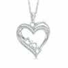 Thumbnail Image 0 of 0.09 CT. T.W. Diamond Vintage-Style "MOM" Heart Pendant in Sterling Silver