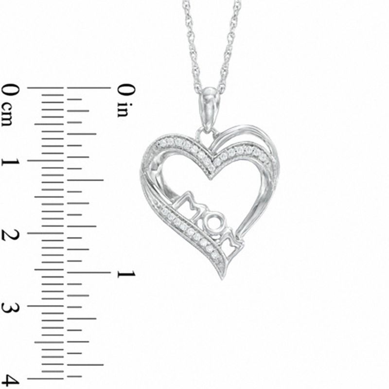 0.09 CT. T.W. Diamond Vintage-Style "MOM" Heart Pendant in Sterling Silver