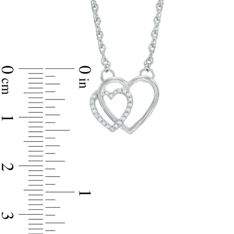 Diamond Accent Double Heart Necklace in Sterling Silver|Peoples Jewellers