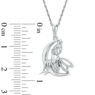 0.07 CT. T.W. Diamond Fairy on Crescent Moon Pendant in Sterling Silver