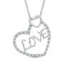 Thumbnail Image 0 of 0.09 CT. T.W. Diamond Hearts with "LOVE" Pendant in Sterling Silver