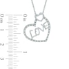 Thumbnail Image 1 of 0.09 CT. T.W. Diamond Hearts with "LOVE" Pendant in Sterling Silver