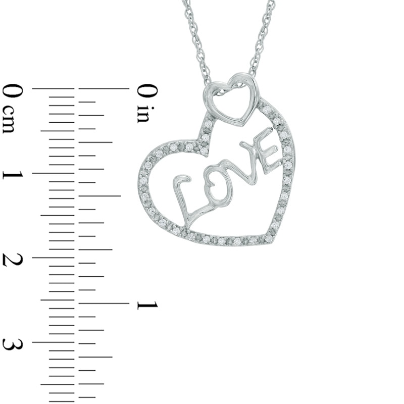0.09 CT. T.W. Diamond Hearts with "LOVE" Pendant in Sterling Silver