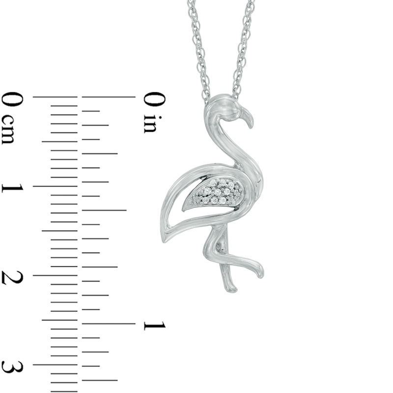 Diamond Accent Flamingo Pendant in Sterling Silver