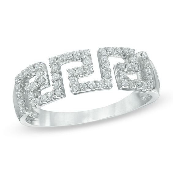 0.30 CT. T.W. Diamond Greek Key Cutout Ring in Sterling Silver