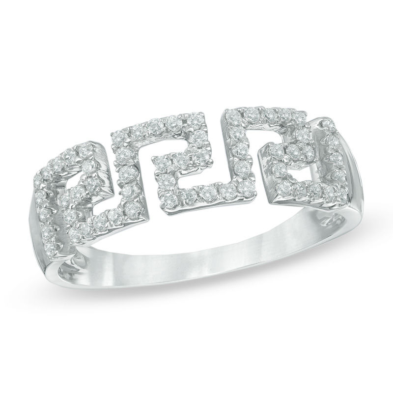 0.30 CT. T.W. Diamond Greek Key Cutout Ring in Sterling Silver|Peoples Jewellers
