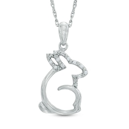 Diamond Accent Sitting Rabbit Pendant in Sterling Silver