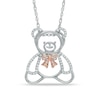 0.18 CT. T.W. Diamond Teddy Bear with Bow Pendant in Sterling Silver and 10K Rose Gold