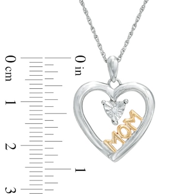 Diamond Accent Heart with "MOM" Pendant in Sterling Silver and 14K Gold Plate