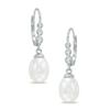 Thumbnail Image 0 of Freshwater Cultured Pearl and 0.04 CT. T.W. Diamond Drop Earrings in 10K White Gold