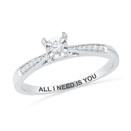 0.09 CT. T.W. Diamond Promise Ring in 10K White Gold (17 Characters)