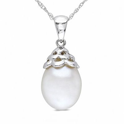 9.5-10.0mm Freshwater Cultured Pearl Necklace in 10K White Gold-17"