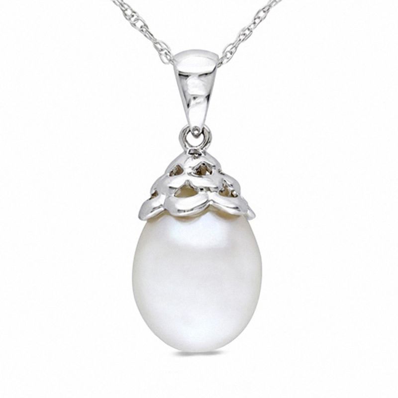 9.5-10.0mm Freshwater Cultured Pearl Necklace in 10K White Gold-17"|Peoples Jewellers