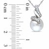 9.5-10.0mm South Sea Cultured Pearl and 0.09 CT. T.W. Diamond Swirl Pendant in 14K White Gold-17"