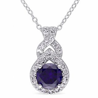 8.0mm Cushion-Cut Amethyst, Tanzanite and Diamond Accent Pendant