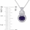 Thumbnail Image 1 of 6.5mm Blue and White Lab-Created Sapphire frame twist Pendant in Sterling Silver