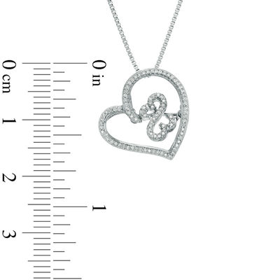 Open Hearts by Jane Seymour™ 0.15 CT. T.W. Diamond Tilted Heart Pendant in Sterling Silver