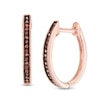 Thumbnail Image 0 of 0.09 CT. T.W. Cognac Diamond Hoop Earrings in 10K Rose Gold