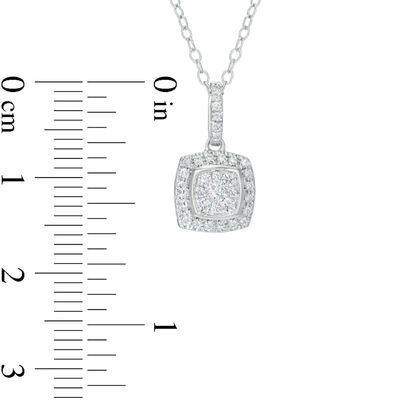 0.25 CT. T.W. Multi-Diamond Square Frame Pendant in 10K White Gold