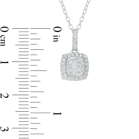 0.25 CT. T.W. Multi-Diamond Square Frame Pendant in 10K White Gold