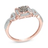 Thumbnail Image 1 of 0.20 CT. T.W. Composite Champagne and White Diamond Frame Promise Ring in 10K Rose Gold