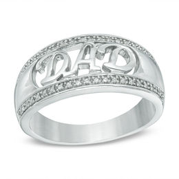 Men's 0.09 CT. T.W. Diamond &quot;DAD&quot; Ring in Sterling Silver