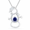 Thumbnail Image 0 of 4.0mm Blue Lab-Created Sapphire and 0.04 CT. T.W. Diamond Snowman Pendant in Sterling Silver
