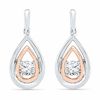 4.5mm Lab-Created White Sapphire Double Drop Earrings in Sterling Silver and 10K Rose Gold