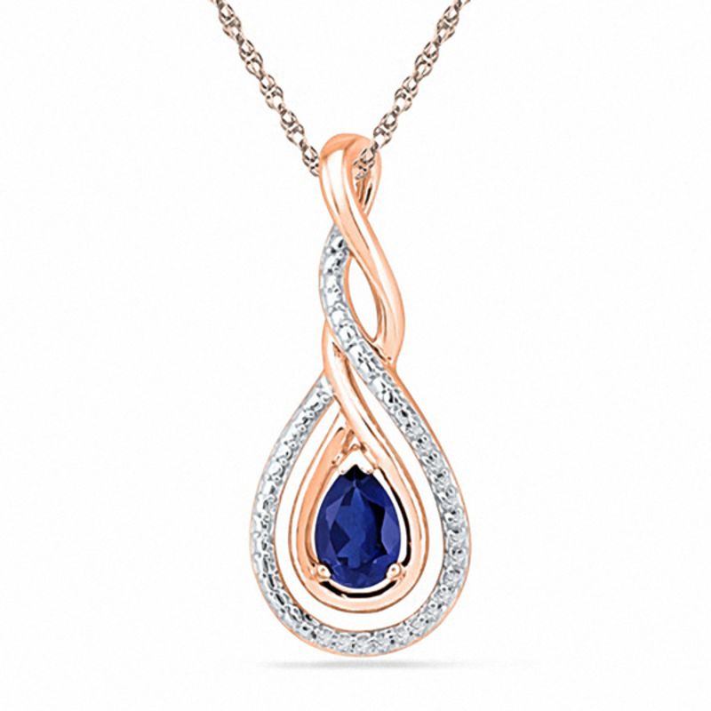 Pear-Shaped Lab-Created Blue Sapphire and Diamond Accent Intertwined ...