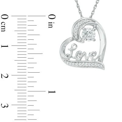 4.5mm Lab-Created White Sapphire and Diamond Accent "Love" Heart Pendant in Sterling Silver