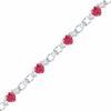Thumbnail Image 0 of 5.0mm Heart-Shaped Lab-Created Ruby and White Sapphire Bracelet in Sterling Silver - 7.5"