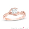 Thumbnail Image 0 of Celebration Ideal 0.58 CT. Princess-Cut Certified Diamond Solitaire Bypass Engagement Ring in 14K Rose Gold (I/I1)