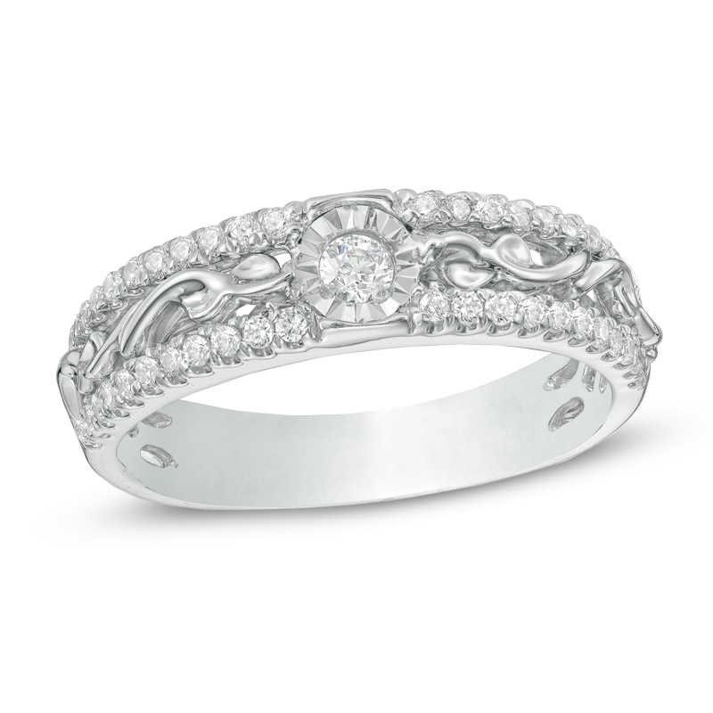 0.30 CT. T.W. Diamond Scroll Engagement Ring in 10K White Gold|Peoples Jewellers