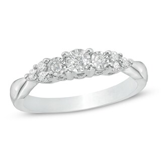 0.18 CT. T.W. Diamond Three Stone Tri-Sides Ring in 10K White Gold