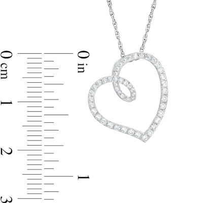 0.45 CT. T.W. Diamond Tilted Looping Heart Pendant in 10K White Gold