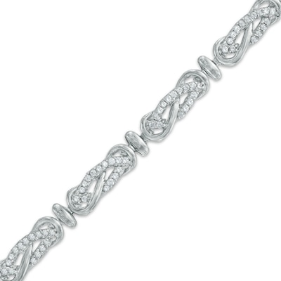 0.95 CT. T.W. Diamond Infinity Link Bracelet in 10K White Gold