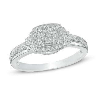 0.23 CT. T.W. Composite Diamond Square Frame Promise Ring in 10K White Gold