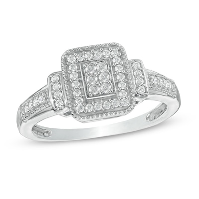 0.23 CT. T.W. Composite Diamond Rectangular Frame Ring in 10K White Gold